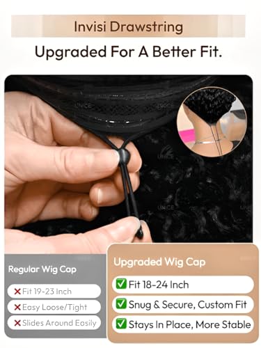 UNICE 10 inch Short Layered Bob Drawstring Wig Human Hair with Side Swept Bangs Bye Bye Knots 7x5 Lace closure Glueless Wigs Human Hair Pre Plucked Pre Cut Read to Wear