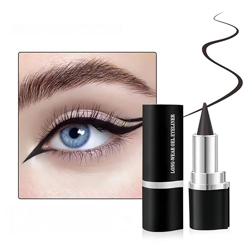 MAEPEOR Matte Gel Eyeliner 12 Colors Smooth Cream Eye Liner Pen Smudge-proof and Waterproof Gel Eyeliner Stick for Women Girls (Matte, L03 Drak Gray)