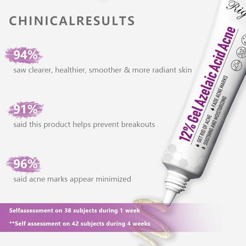 Azelaic Acid, 12% Azelaic Acid For Face Serum Rich in Niacinamide and Hyaluronic Acid, Fades Post Acne Marks and Calms Redness, Formula for Uneven and Blemish Prone Skin Care 1 OZ