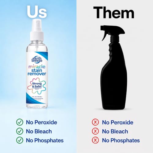 Earth Breeze Miracle Stain Remover Spray - Multi-Purpose Safe Laundry & Surface Cleaner, 4 fl oz
