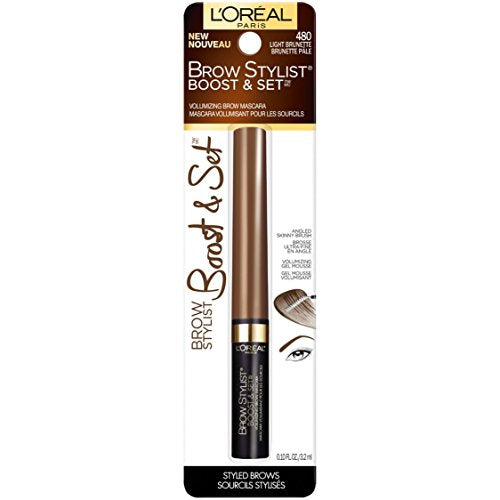 L'Oreal Paris Cosmetics Brow Stylist Boost and Set Brow Mascara, Light Brunette, 0.1 Fluid Ounce