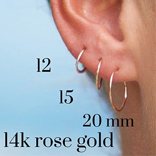 14K Rose Gold Earrings | 14 K Earrings for Women Live In Hoop Earrings Gold Hoops Rose Gold Tiny Earrings Tiny Rose Earrings 14 K Gold Earrings | Handmade in FL