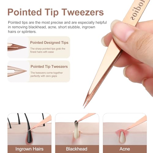 Precision Tweezers 2-Pack with Travel Case | Stainless Steel