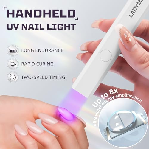 LadyMisty 2 Pack Uv Light for Gel Nails Uv Nail Lamp Handheld Gel Nail Uv Light for Nails UV Led Nail Lamp Nail Lamps for Gel Polish Gel Nail Lamp Gel Nail Light Cure Led Lamp Nails USB Nail Cure Lamp