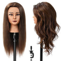 POLRISLY Dark Brown Human Hair Mannequin Head for Hairdressing 20-22 inches