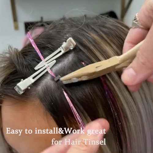 4mm-300pcs Hair Tinsel Beads,Silicone Lined Micro Rings,MicroLink Beads for Hair Extensions,Blonde