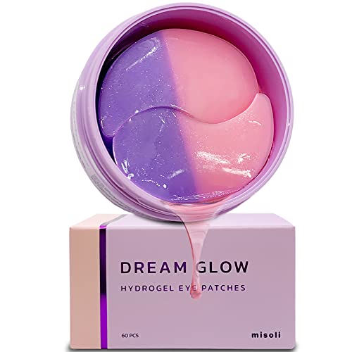 misoli Dream Glow Under Eye Patches | Anti-Aging Eye Treatment Gel Masks With Vegan Collagen & Bakuchiol | Under Eye Masks For Dark Circles and Puffiness, Under Eye Bags, Wrinkle Care, Men and Women