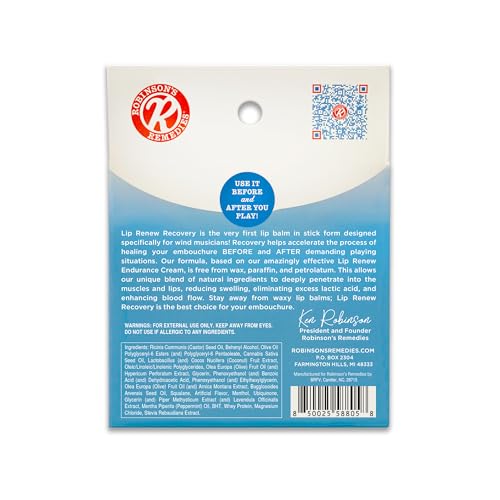 Robinson's Remedies tm Lip Renew Recovery Stick for Wind Musicians (4)