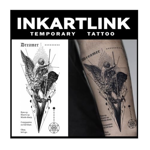 INKARTLINK Tattoo Tech, 2 Sheets Large Semi Permanent Tattoo, Adult Art Design Temporary Tattoos, Lasts 1-2 Weeks, Waterproof, Realistic Look, No Adhesive, No Reflection (religion)323