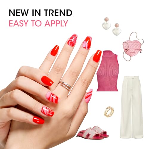 GELLEN Bright Pink & Red Nail Polish Set - Quick Dry, No UV Needed, HEMA Free