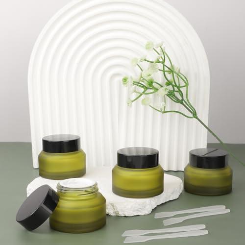 Segbeauty 4-Pack 30ml Frosted Glass Cosmetic Jars with Lids