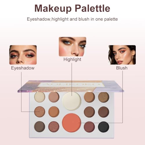 All-in-One Makeup Kit with 14-Color Palette & Brushes