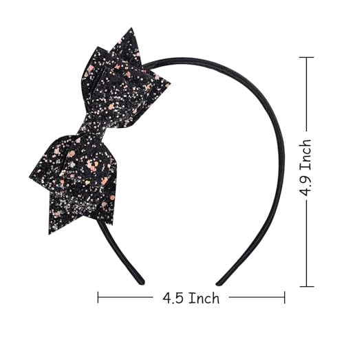 Amybasic Blcak Glitter Sequin Bow Hairband: Shimmering Bow Knot Design on Durable Plastic Headband-Perfect Kid's Hair Accessory(1 Piece)