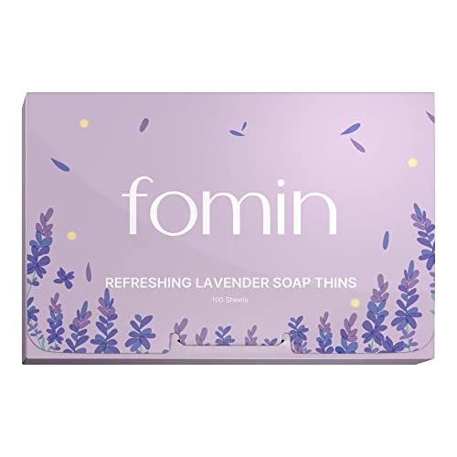 FOMIN - Antibacterial Paper Soap Sheets for Hand Washing - (100 Sheets) Lavender Portable Travel Soap Sheets, Dissolvable Camping Mini Soap, Portable Hand Soap Sheets