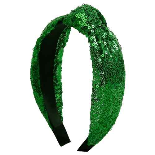 Huachi Christmas Headbands for Women Girls Top Knot Headband Sparkly Sequin Knotted Head Bands for Women¡¯s Hair Accessories Holiday Red Green Hairbands Turban Christmas Gifts