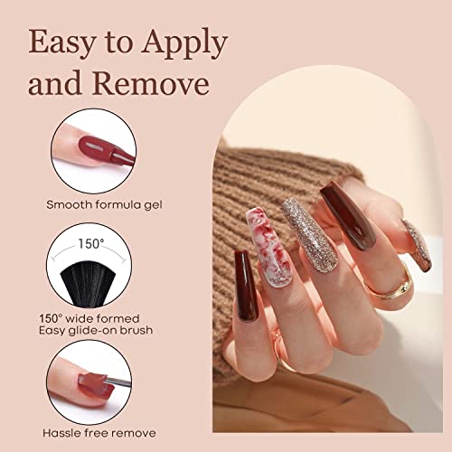 Modelones 6-Color Nude Gel Nail Polish Set - Pink, Milky White & Brown