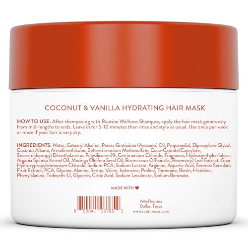 Routine Wellness Hydrating Coconut & Vanilla Hair Mask 8oz - Deep Conditioning & Repair