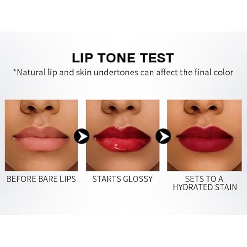 Glossy Lip Stain ? Hydrating Tinted Lip Oil Stain with High-Shine Gloss Finish, Non-Sticky Moisturizing Lip Tint, Long-Lasting Stain for Soft & Plump Lips (02 PEACH BANG, 1 Count)
