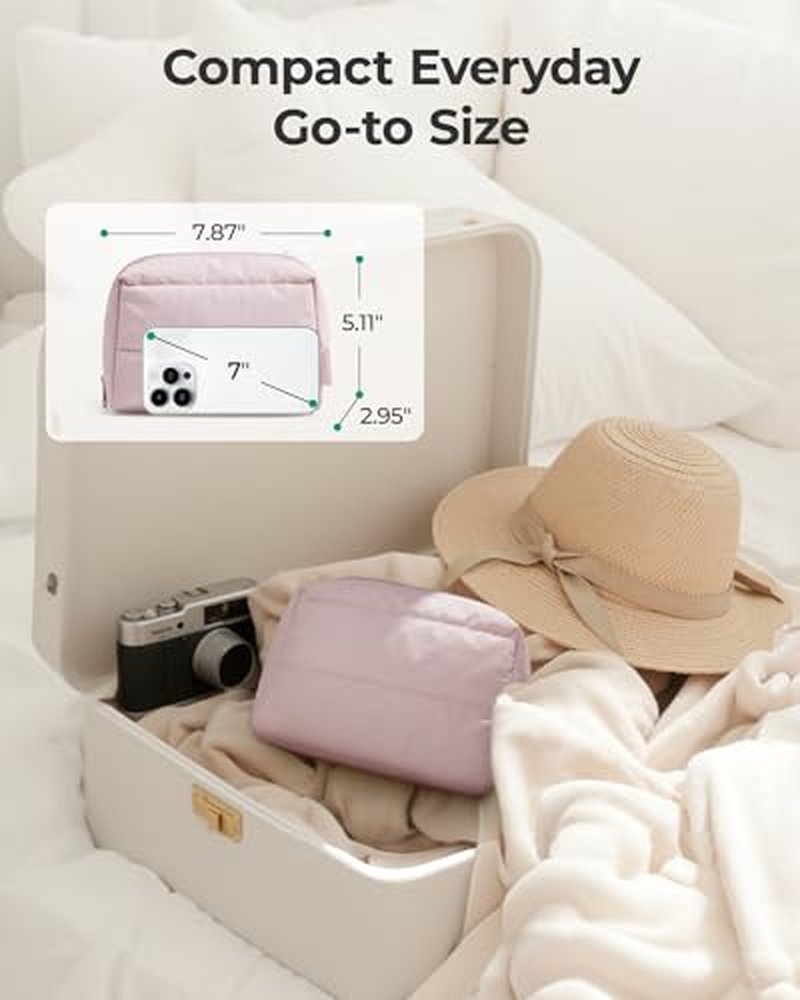 BAGSMART Puffy Makeup Bag - Water-Resistant Organizer for Travel