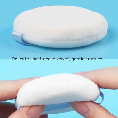 Ultra Soft Powder Puff and Container 3.3" High Density Velvet Dusting Washable Reusable Powder Puff,Bathroom Dressing Table Cotton Swab Storage Jar(Clear)
