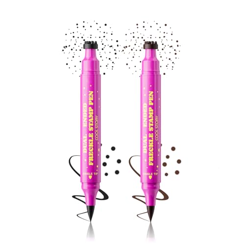 Double Ended Freckle Stamp Pen, Henna-Colored Freckle Stamp Pen, Sweat-Resistant, Waterproof, Long lasting, Small Particle Simulated freckle Stamp, Easy Freckle Stamp Kit for Beginners