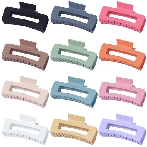 4.2" Jumbo Hair Clips - 12 Pack Colorful Claw Clips for Thick Hair