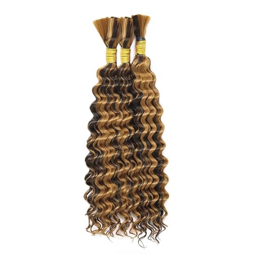 P4/27 Blonde Deep Wave Human Hair 3 Bundles 16 Inch