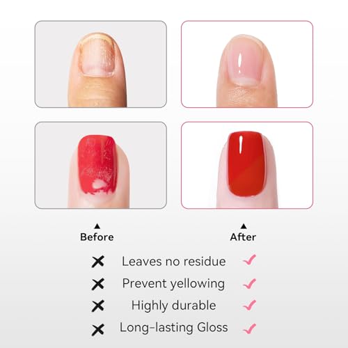 Base Coat & Top Coat Nail Polish Set - Clear, Fast-Dry, Vegan 2Pc