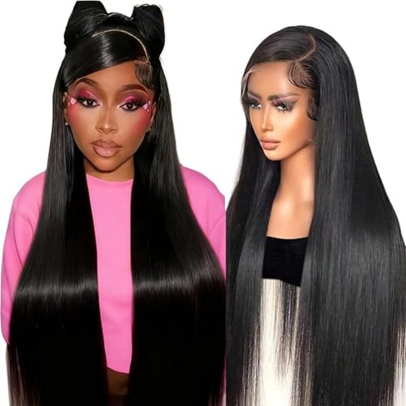 13x6 Lace Front Wig 24 Inch Straight Human Hair Pre Plucked