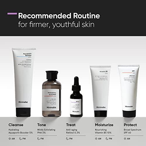 Minimalist 0.3% Retinol Serum with Bakuchiol Oil For Anti Aging | Night Face Serum With Squalane Base & Coenzyme Q10 To Reduce Fine Lines & Wrinkles | For Women & Men | 1 Fl Oz / 30 ml