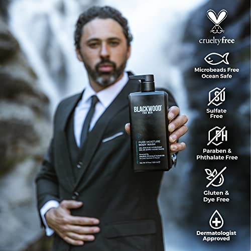 BLACKWOOD FOR MEN Active Man Daily Conditioner (17oz) and Pure Moisture Body Wash (17oz) Bundle - Natural Vegan Formula - Sulfate Free, Paraben Free, & Cruelty Free