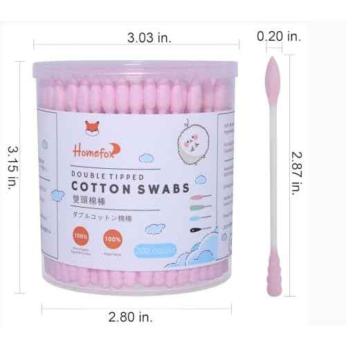 Pink Cotton Swabs Spiral Pointed - 200 Count Organic Cotton Buds Double Side Tightly Wrapped Precision Cotton Tips Paper Stick Soft Gentle Lint-Free Cruelty-Free, Spiral & Pointy (Pink)