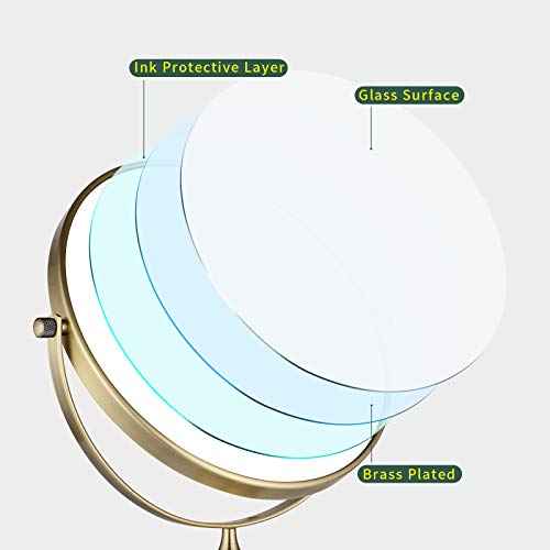 Nicesail Tabletop Makeup Mirror, Double-Side 1X-10X, 360 Swivel Magnifying Mirror for Table Desk Make up Vanity, No Light Antique Bronze (8 Inch, 10X)