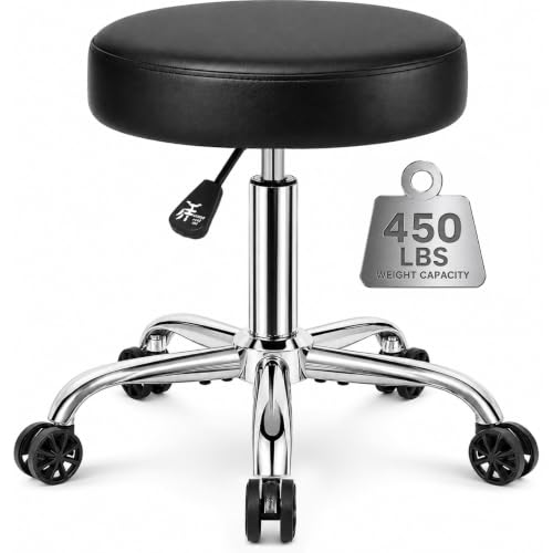 Heavy Duty Rolling Stool with 450 lb Capacity - Height Adjustable
