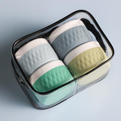 Leakproof Travel Silicone Cream Jars - 2oz TSA Approved (4 Pack)