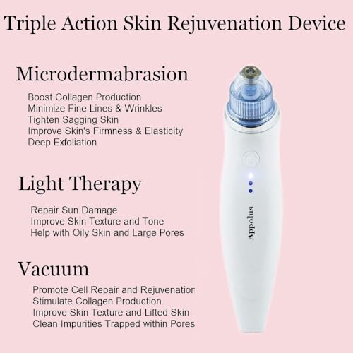 3-in-1 Microdermabrasion Machine with Light Therapy & Vacuum Wand