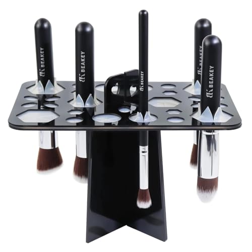 BEAKEY Makeup Brush Drying Rack - 28 Holes Collapsible