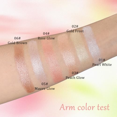 Shimmer Highlighter Stick Set, 6 Colors Waterproof Glow Pen