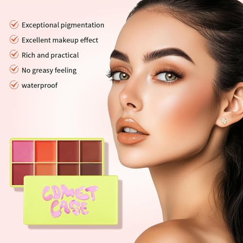 8-Color Cream Blush Palette - Waterproof, Buildable