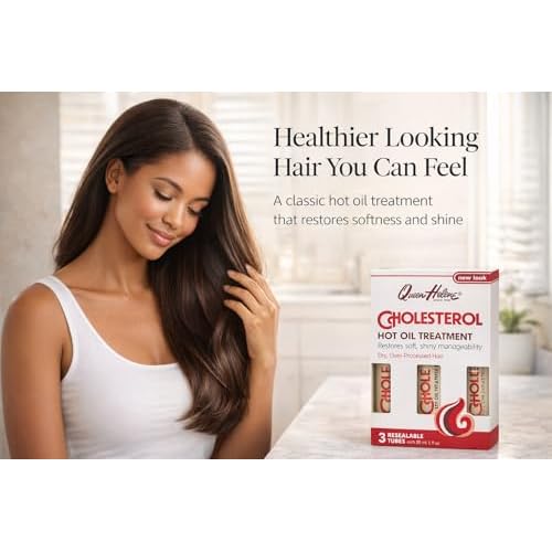 Queen Helene Cholesterol Hot Oil Treatment for Dry, Over-Processed Hair, Restores Soft, Shiny Manageability,1 FL OZ Tube - 12 Count