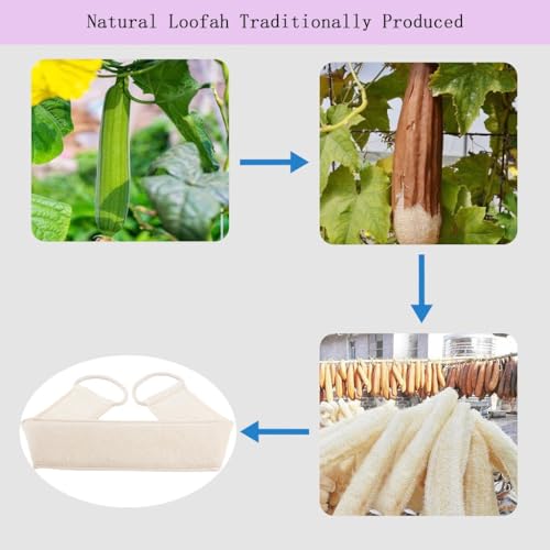 Natural Loofah Back Scrubber 27.5" with Cotton Handles