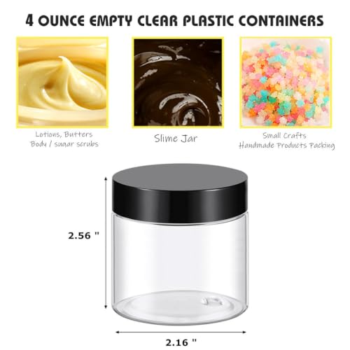 4 Oz Clear Plastic Containers with Lids, 12 Pack