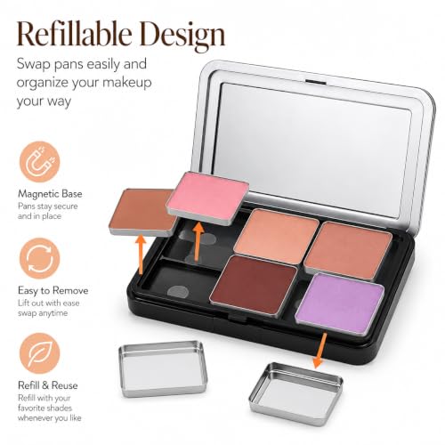 VOSCHOIX Magnetic Refillable Makeup Palette 2 Pack Portable with Mirror
