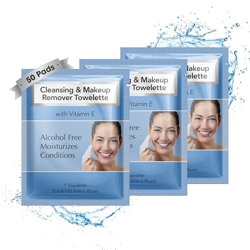 Diamond Wipes Makeup Remover Face Wipes with Vitamin E - 50 Count, Light Blue