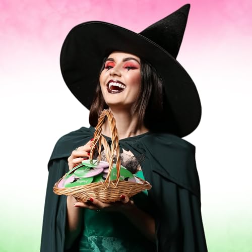 Chunful 36 Pcs Green Pink Halloween Party Favors Witch Gifts for Women Witch Mini Compact Mirror Bulk Travel Makeup Pocket Mirror Gift for Movie Fan Guests Wizard Party Favors