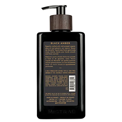 Mistral Men's Natural Hand Soap, Black Amber