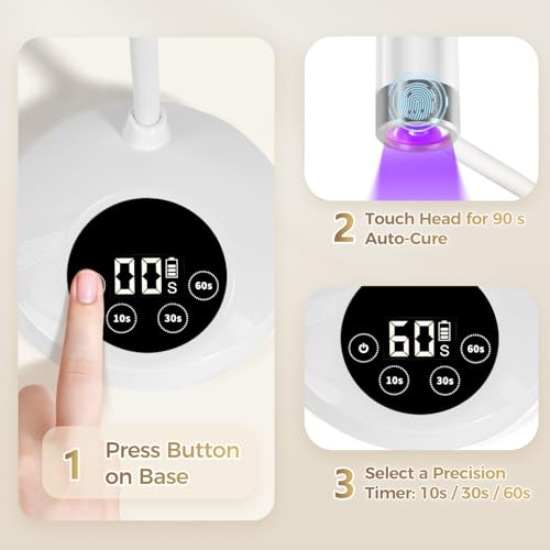 AORAEM UV LED Nail Lamp - Rechargeable Gooseneck Light for Gel Nails