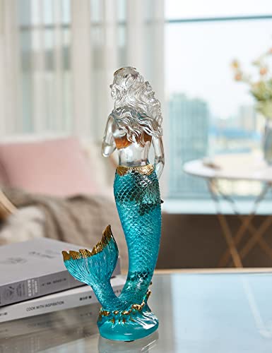 SEINHIJO Mermaid Statue Decor Modern Sculpture Figurine Home Gifts Table Centerpiece Crafts Polyresin Arts 9.8inch