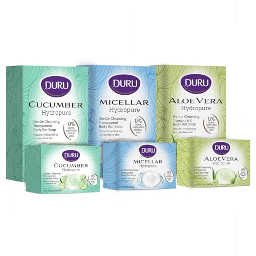 Duru Cucumber Glycerin Bar Soap Cleansing Bar Moisturizing Sensitive Skin - Vegan Transparent Paraben Free Alcohol Free Silicone Free Phthalete Free Gluten Free Body Wash - 3 Pack