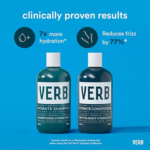 VERB Hydrate Shampoo + Conditioner Duo - Cleanses + Nourishes Dry + Frizzy Hair to Smooth + Reduce Frizz - Amber + Warm Jasmine Scent